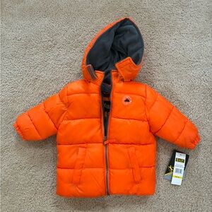 Orange Hooded Puffer Jacket